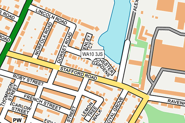 WA10 3JS map - OS OpenMap – Local (Ordnance Survey)