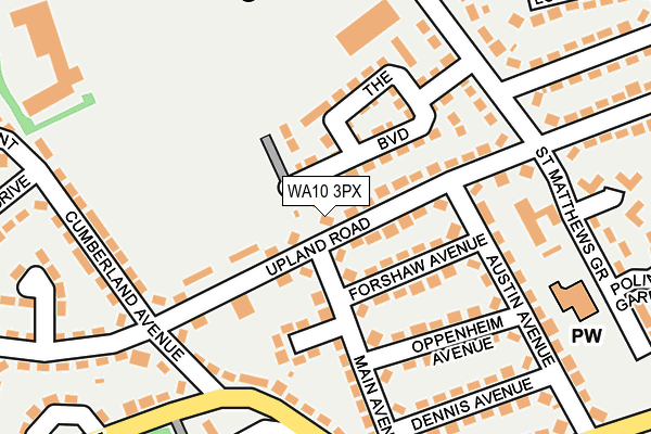 WA10 3PX map - OS OpenMap – Local (Ordnance Survey)