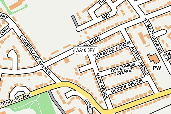 WA10 3PY map - OS OpenMap – Local (Ordnance Survey)