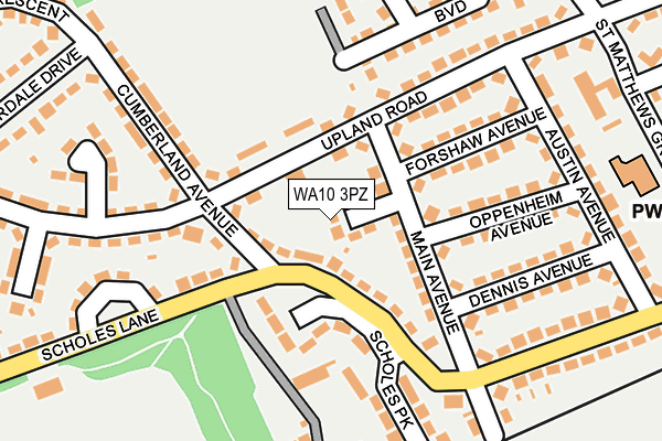 WA10 3PZ map - OS OpenMap – Local (Ordnance Survey)