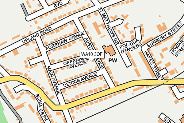 WA10 3QF map - OS OpenMap – Local (Ordnance Survey)