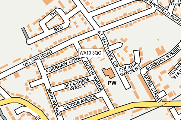 WA10 3QG map - OS OpenMap – Local (Ordnance Survey)