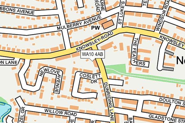 WA10 4AB map - OS OpenMap – Local (Ordnance Survey)