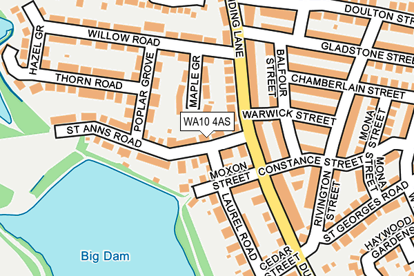 WA10 4AS map - OS OpenMap – Local (Ordnance Survey)