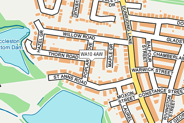 WA10 4AW map - OS OpenMap – Local (Ordnance Survey)