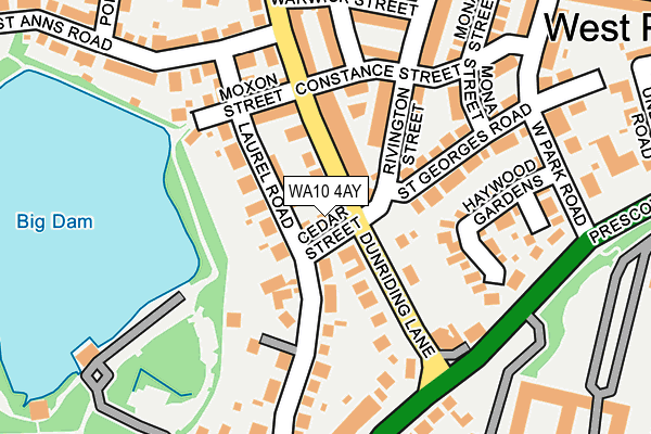 WA10 4AY map - OS OpenMap – Local (Ordnance Survey)