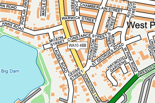 WA10 4BB map - OS OpenMap – Local (Ordnance Survey)