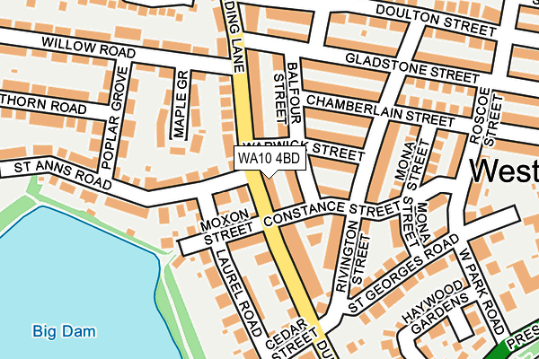 WA10 4BD map - OS OpenMap – Local (Ordnance Survey)