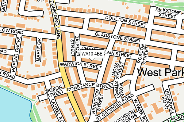WA10 4BE map - OS OpenMap – Local (Ordnance Survey)
