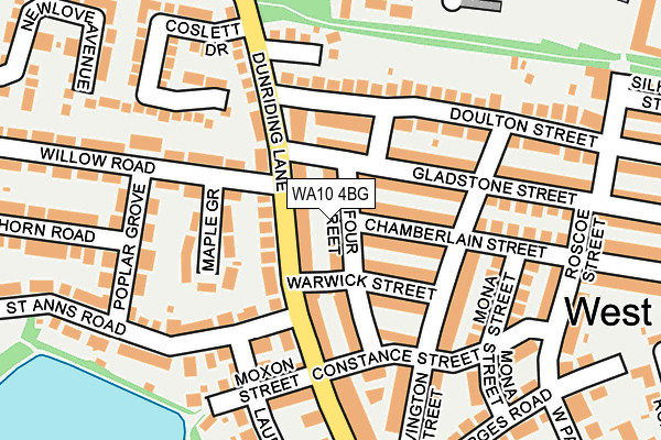 WA10 4BG map - OS OpenMap – Local (Ordnance Survey)