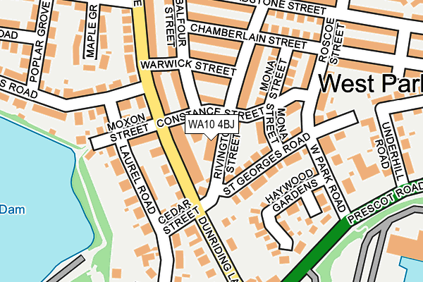 WA10 4BJ map - OS OpenMap – Local (Ordnance Survey)