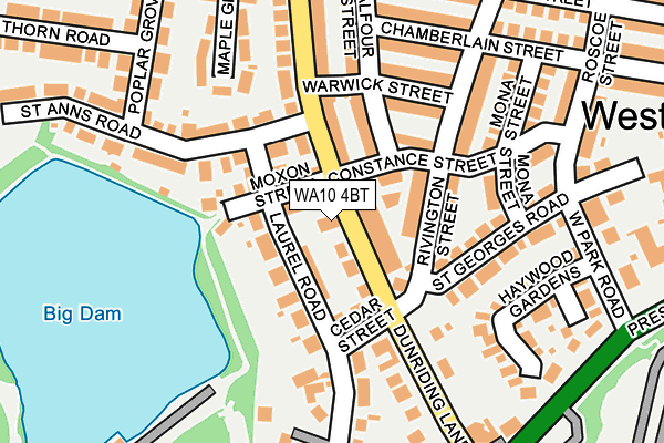 WA10 4BT map - OS OpenMap – Local (Ordnance Survey)