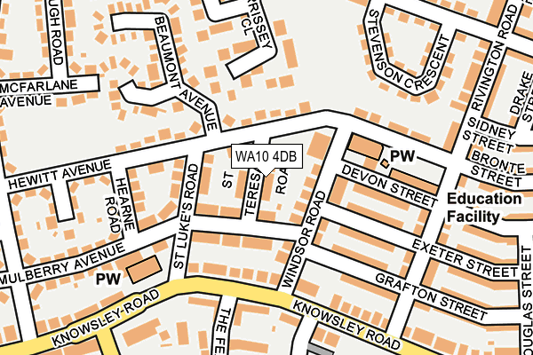 WA10 4DB map - OS OpenMap – Local (Ordnance Survey)