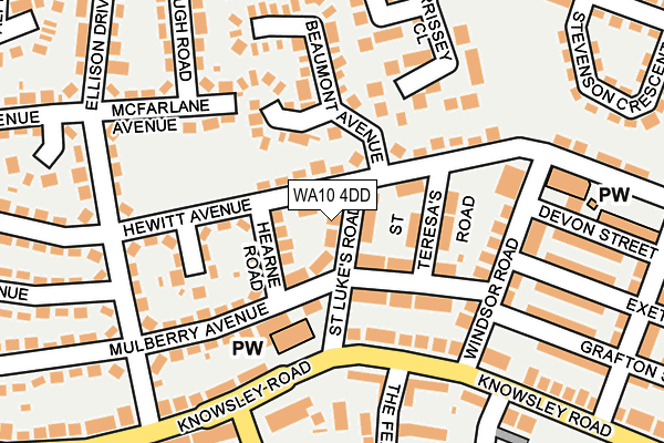 WA10 4DD map - OS OpenMap – Local (Ordnance Survey)