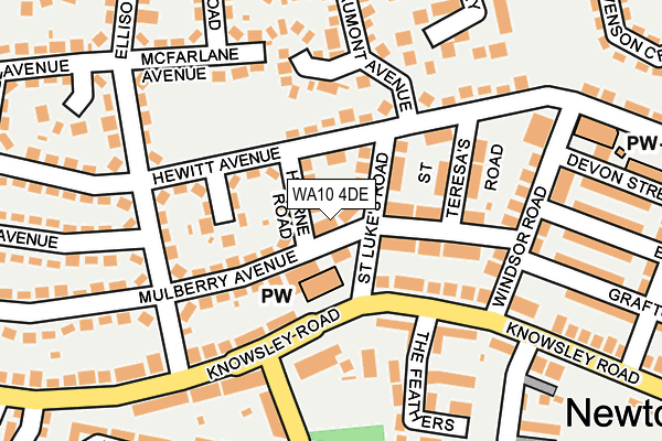 WA10 4DE map - OS OpenMap – Local (Ordnance Survey)