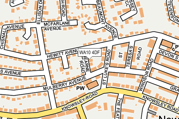 WA10 4DF map - OS OpenMap – Local (Ordnance Survey)