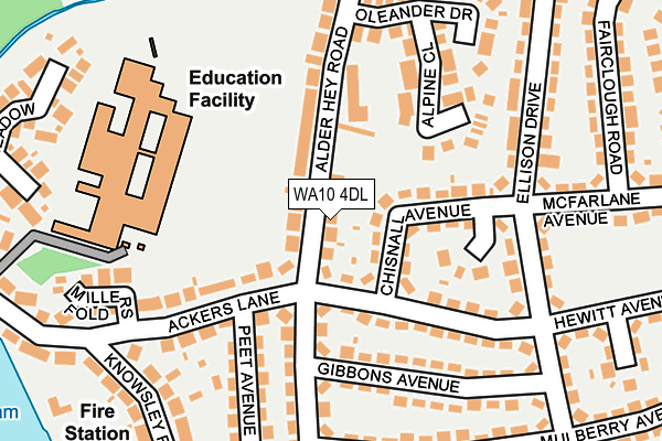 WA10 4DL map - OS OpenMap – Local (Ordnance Survey)