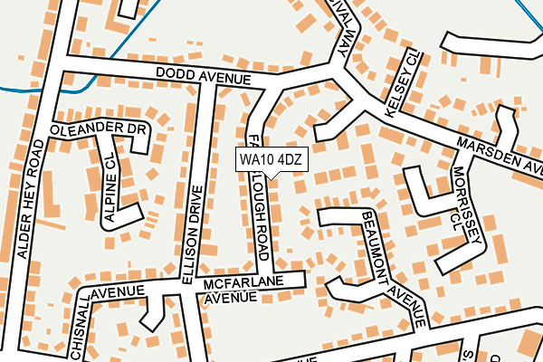 WA10 4DZ map - OS OpenMap – Local (Ordnance Survey)