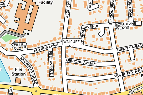 WA10 4EE map - OS OpenMap – Local (Ordnance Survey)