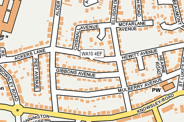 WA10 4EF map - OS OpenMap – Local (Ordnance Survey)