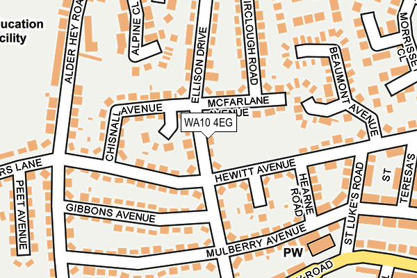 WA10 4EG map - OS OpenMap – Local (Ordnance Survey)
