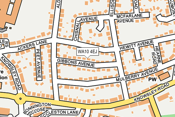 WA10 4EJ map - OS OpenMap – Local (Ordnance Survey)