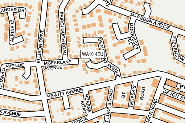 WA10 4EU map - OS OpenMap – Local (Ordnance Survey)