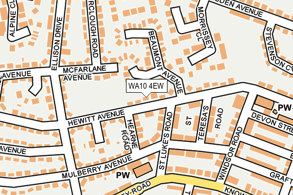 WA10 4EW map - OS OpenMap – Local (Ordnance Survey)