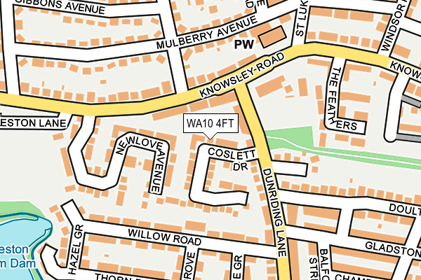 WA10 4FT map - OS OpenMap – Local (Ordnance Survey)