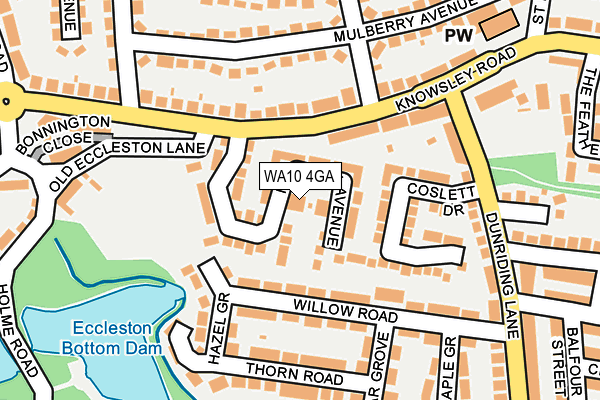 WA10 4GA map - OS OpenMap – Local (Ordnance Survey)