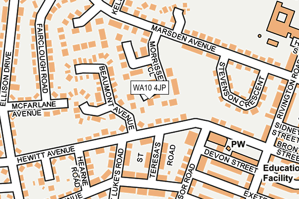 WA10 4JP map - OS OpenMap – Local (Ordnance Survey)