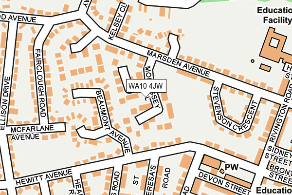 WA10 4JW map - OS OpenMap – Local (Ordnance Survey)