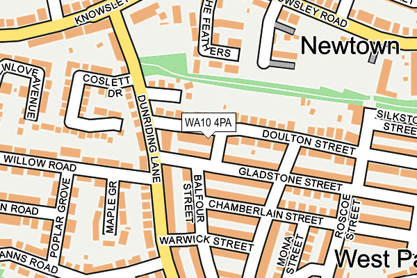 WA10 4PA map - OS OpenMap – Local (Ordnance Survey)