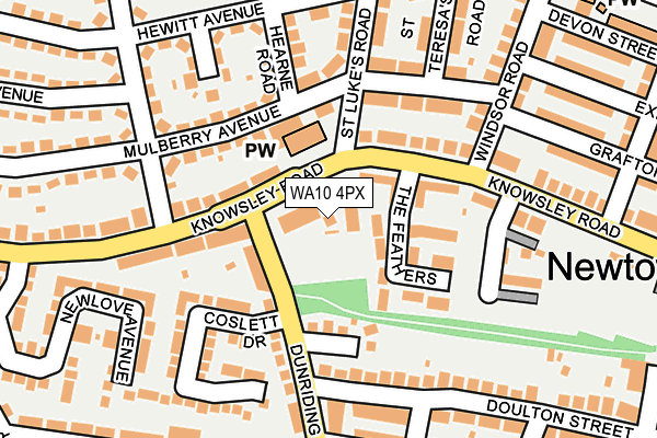 WA10 4PX map - OS OpenMap – Local (Ordnance Survey)