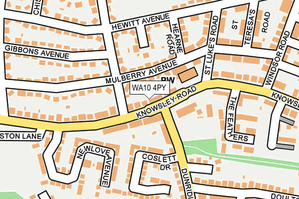 WA10 4PY map - OS OpenMap – Local (Ordnance Survey)
