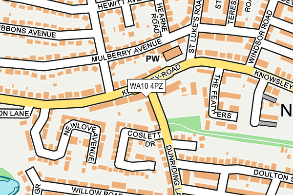WA10 4PZ map - OS OpenMap – Local (Ordnance Survey)
