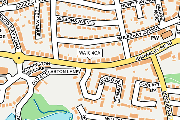 WA10 4QA map - OS OpenMap – Local (Ordnance Survey)