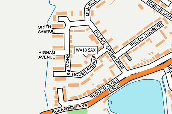WA10 5AX map - OS OpenMap – Local (Ordnance Survey)
