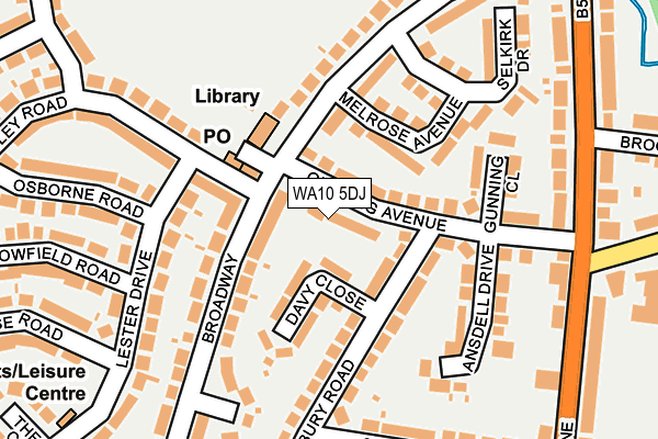 WA10 5DJ map - OS OpenMap – Local (Ordnance Survey)