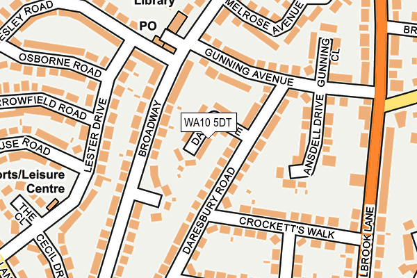 WA10 5DT map - OS OpenMap – Local (Ordnance Survey)