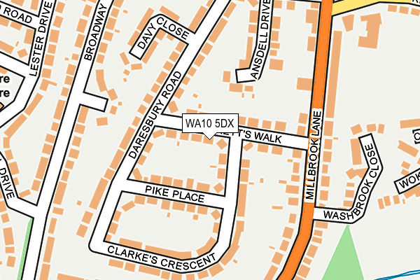 WA10 5DX map - OS OpenMap – Local (Ordnance Survey)