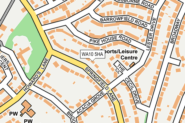 WA10 5HA map - OS OpenMap – Local (Ordnance Survey)
