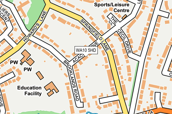 WA10 5HD map - OS OpenMap – Local (Ordnance Survey)