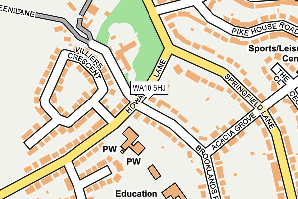 WA10 5HJ map - OS OpenMap – Local (Ordnance Survey)