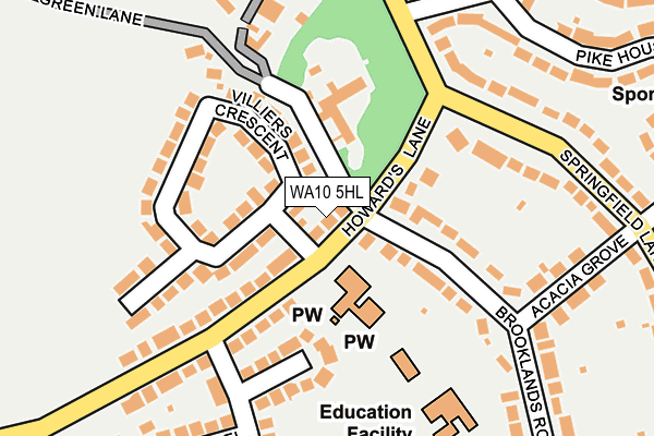 WA10 5HL map - OS OpenMap – Local (Ordnance Survey)