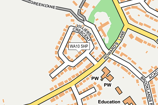 WA10 5HP map - OS OpenMap – Local (Ordnance Survey)
