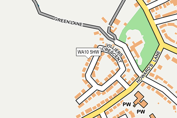 WA10 5HW map - OS OpenMap – Local (Ordnance Survey)