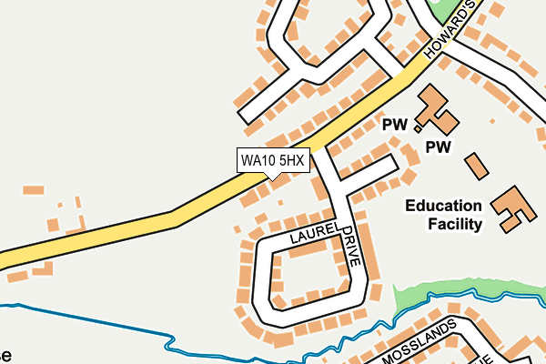 WA10 5HX map - OS OpenMap – Local (Ordnance Survey)