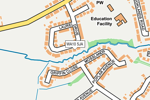 WA10 5JA map - OS OpenMap – Local (Ordnance Survey)