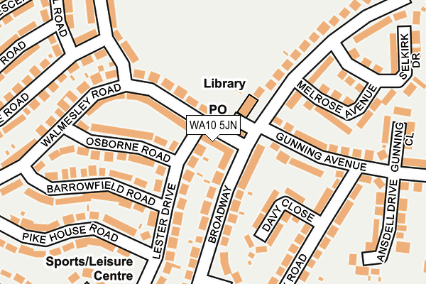 WA10 5JN map - OS OpenMap – Local (Ordnance Survey)